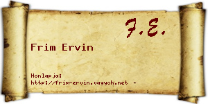 Frim Ervin névjegykártya